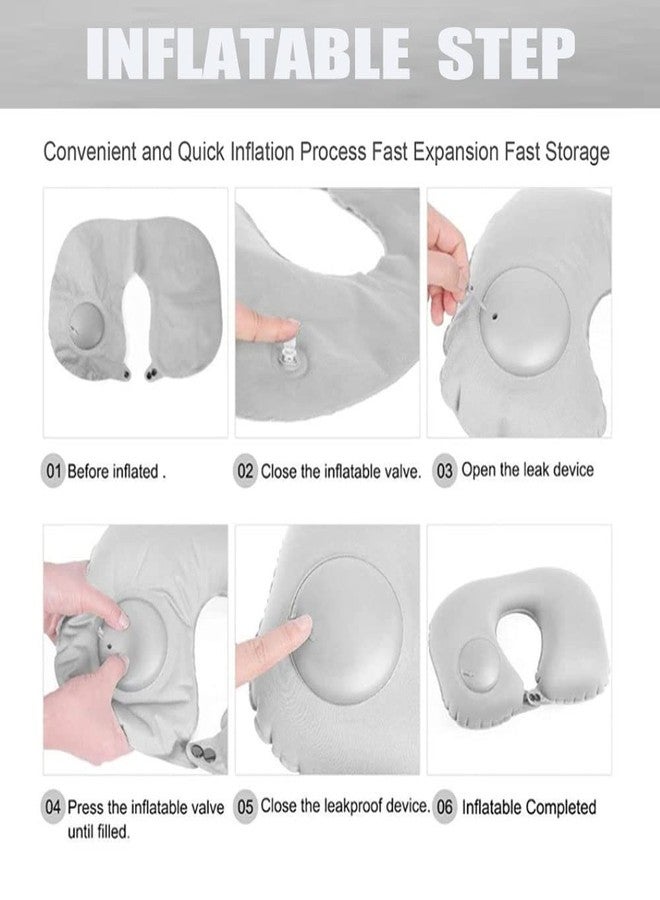 N.C U-Shaped Neck Pillow Travel Pillow for Travel Travel Pillow Soft Velvet Inflatable Pillow for Office, Airplane, Home, Washable, Carry-on, Comfortable and Convenient (Grey) - Image 4